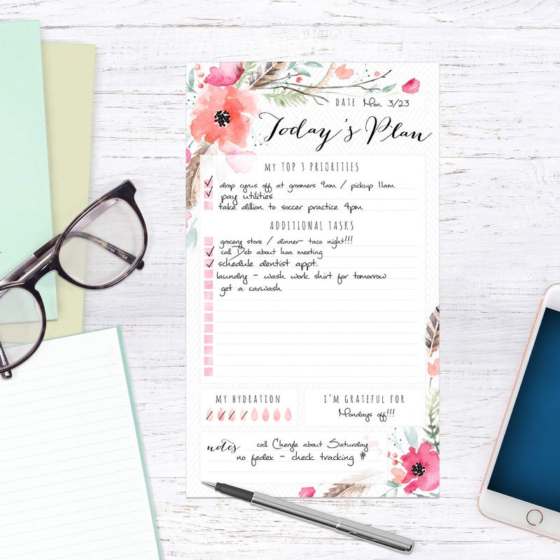 Canopy Street Boho Spirit Sticky Note Daily to-Do Planner / 50 Sticky Pages for Daily Tasks/Floral Note Scheduling / 6" x 10" Planner - Image 2